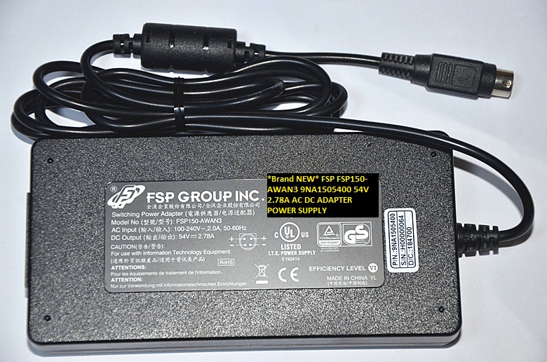 *Brand NEW* FSP FSP150-AWAN3 9NA1505400 54V 2.78A AC DC ADAPTER POWER SUPPLY